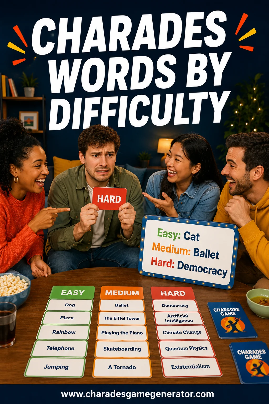Charades Words by Difficulty: The Complete Tiered List