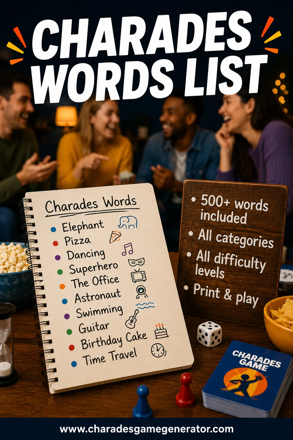 100 Charades Words You Can Play Right Now (No Setup)