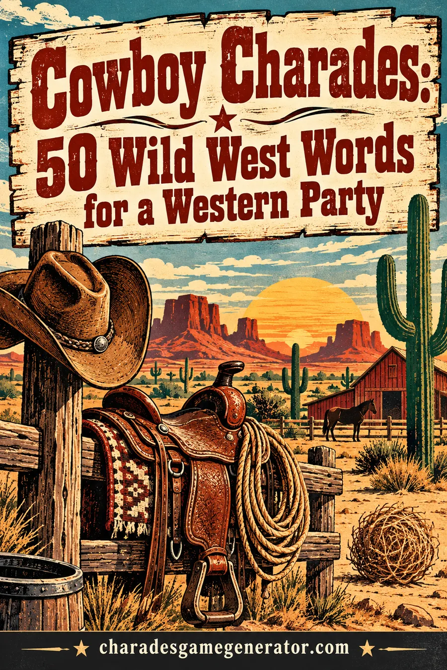 Cowboy Charades: 50 Wild West Words for a Western Party