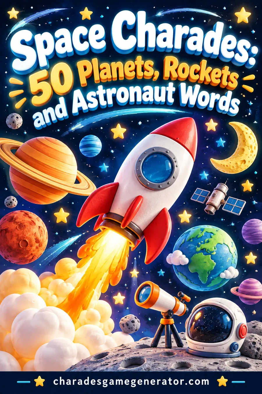Space Charades: 50 Planets, Rockets and Astronaut Words